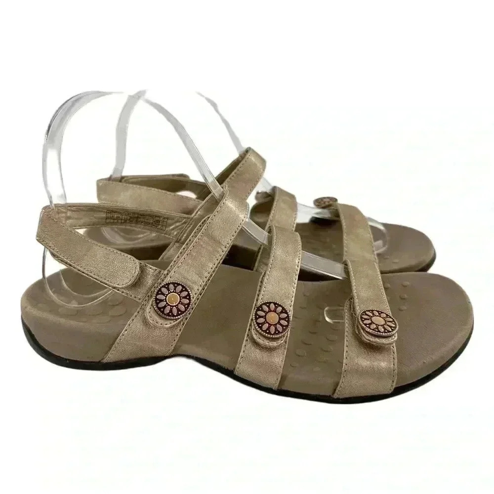 Vionic womens Cathy sandals size 7 38 bronze leather walking comfort orthopedic